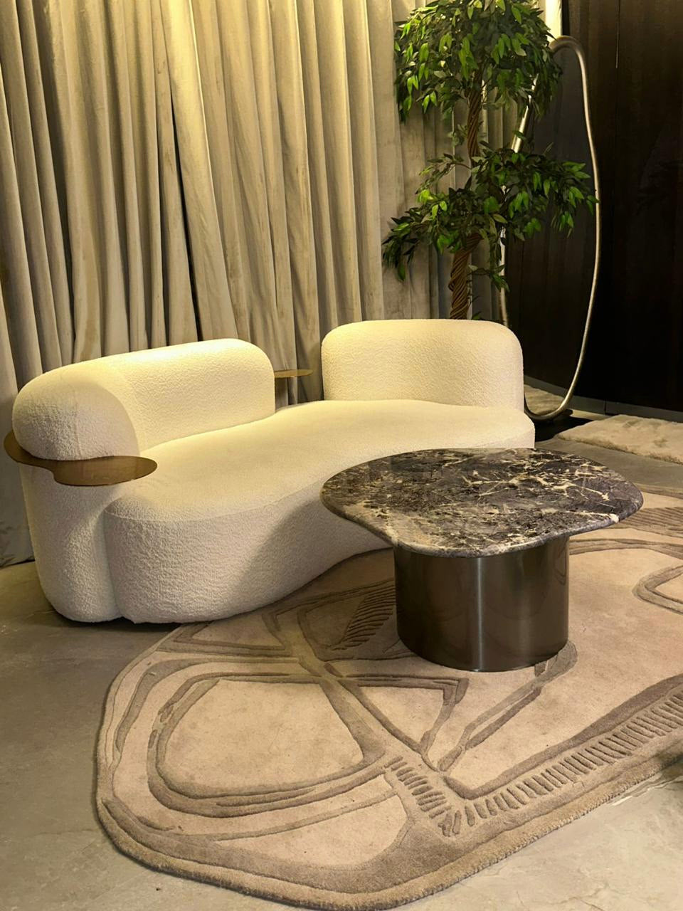 Modern brown and beige wool rug with textured pattern