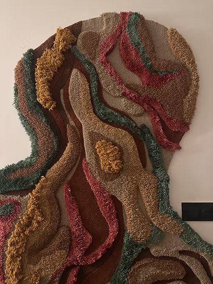 Modern abstract wool Tencel rug with layered texture